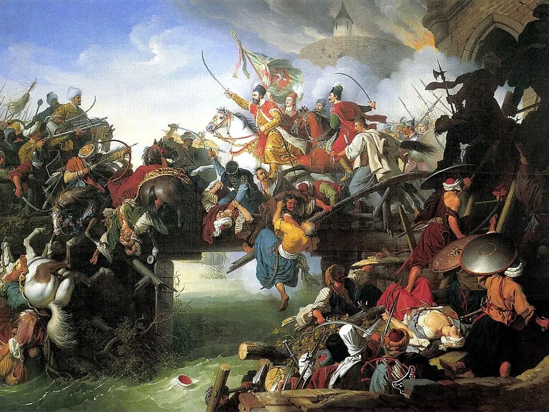 1780-Johann Peter Krafft - La carica di Nikola Šubić Zrinski dalla Fortezza di Szigetvár